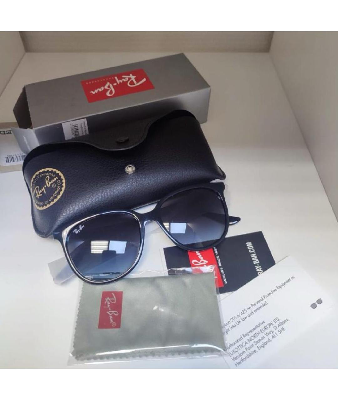 RAY BAN Черные пластиковые солнцезащитные очки, фото 4