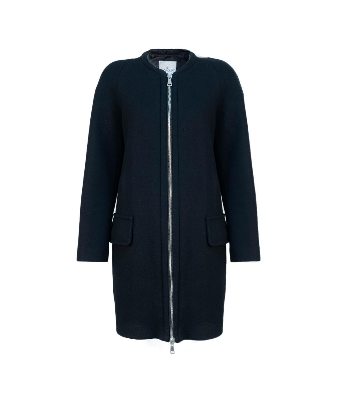 MONCLER Черное шерстяное пальто, фото 1
