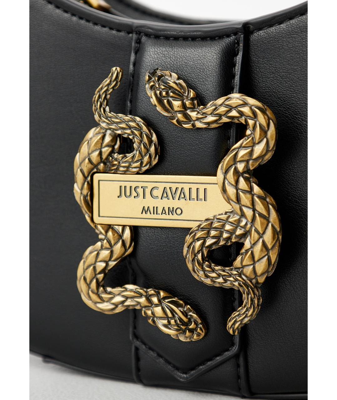 JUST CAVALLI Черная сумка с короткими ручками из искусственной кожи, фото 2