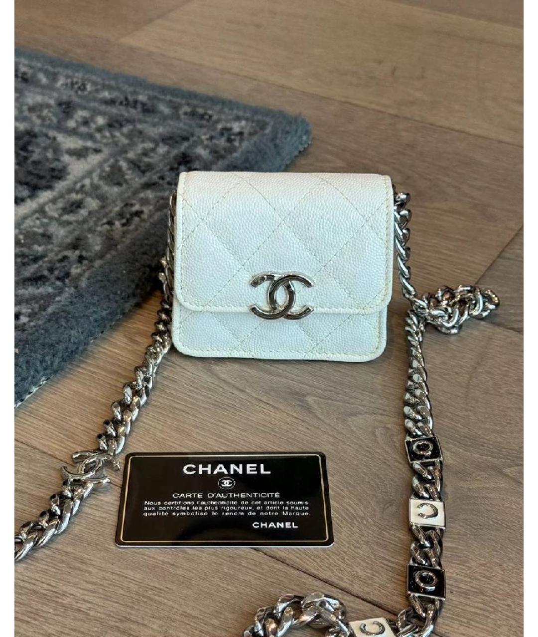 CHANEL Белая кожаная сумка через плечо, фото 3