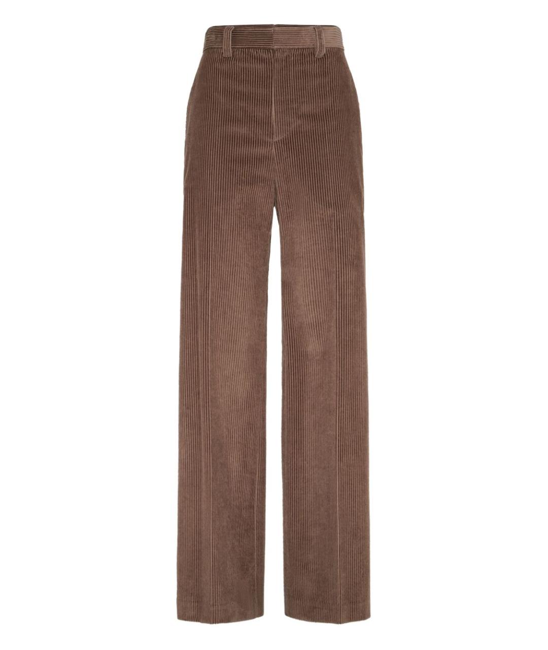 BRUNELLO CUCINELLI Коричневые хлопковые прямые брюки, фото 1