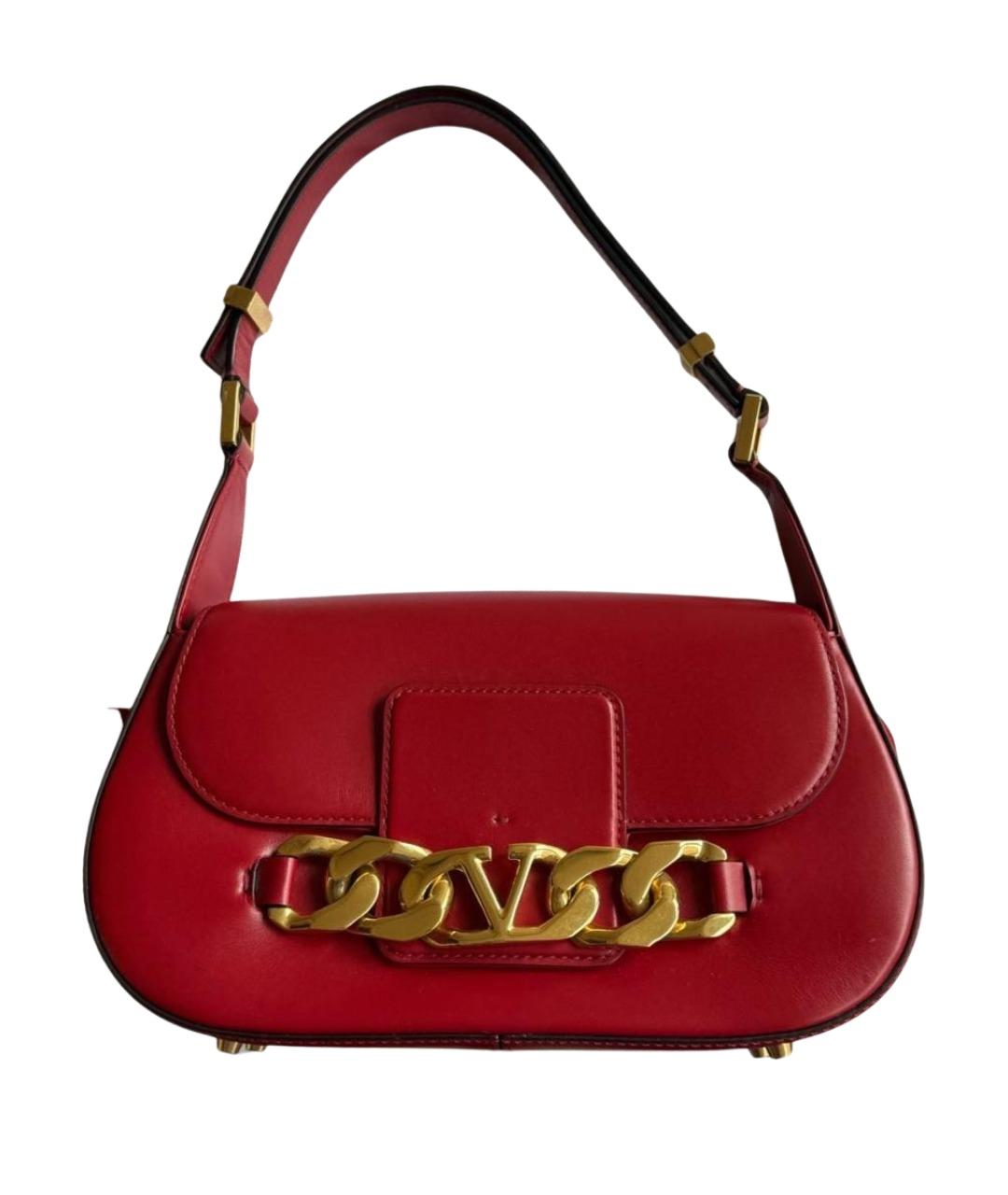 VALENTINO Бордовая кожаная сумка через плечо, фото 1