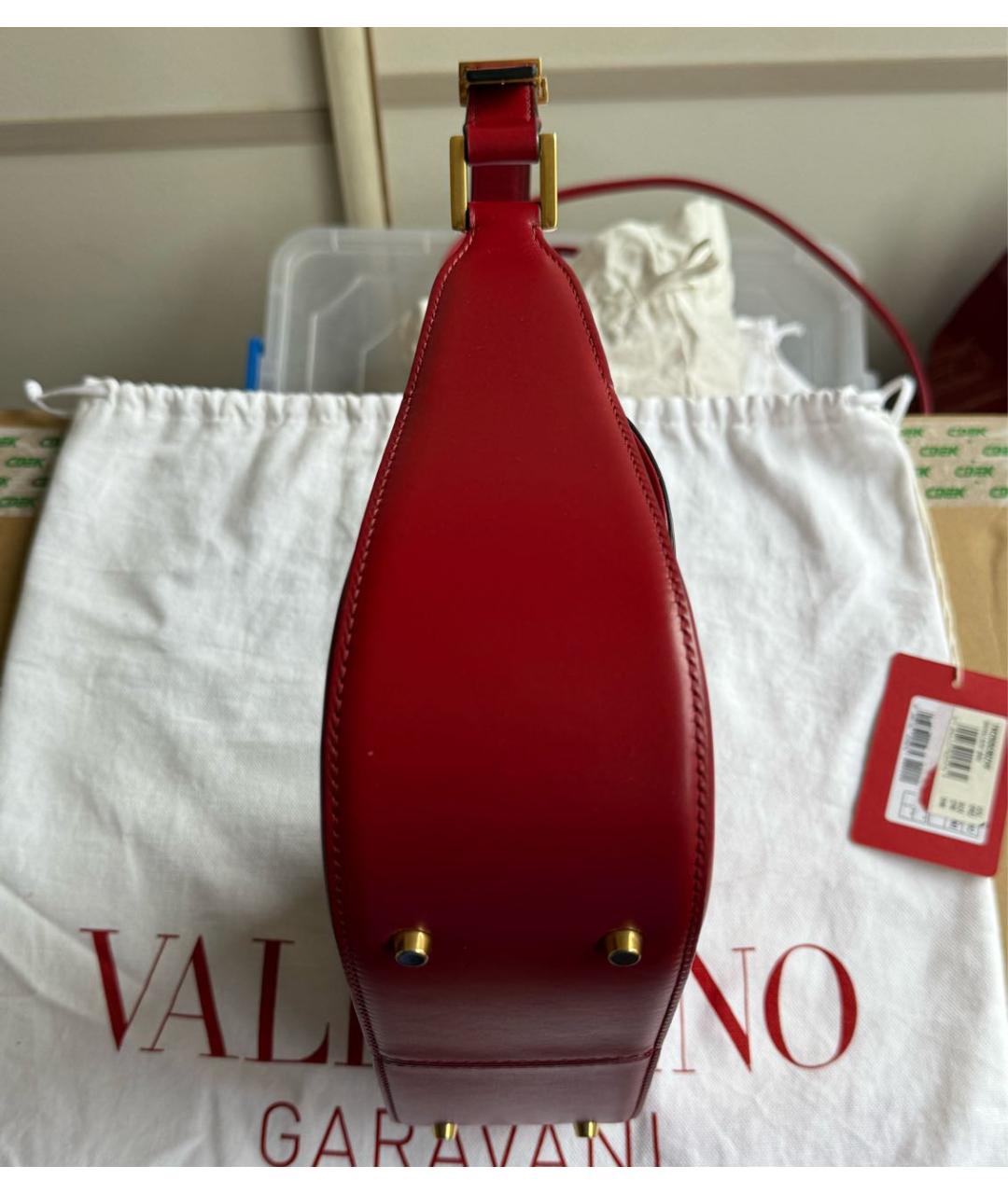 VALENTINO Бордовая кожаная сумка через плечо, фото 4