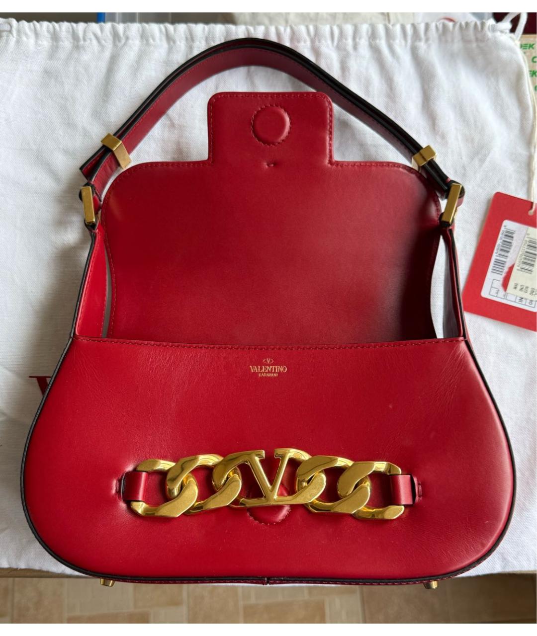 VALENTINO Бордовая кожаная сумка через плечо, фото 2