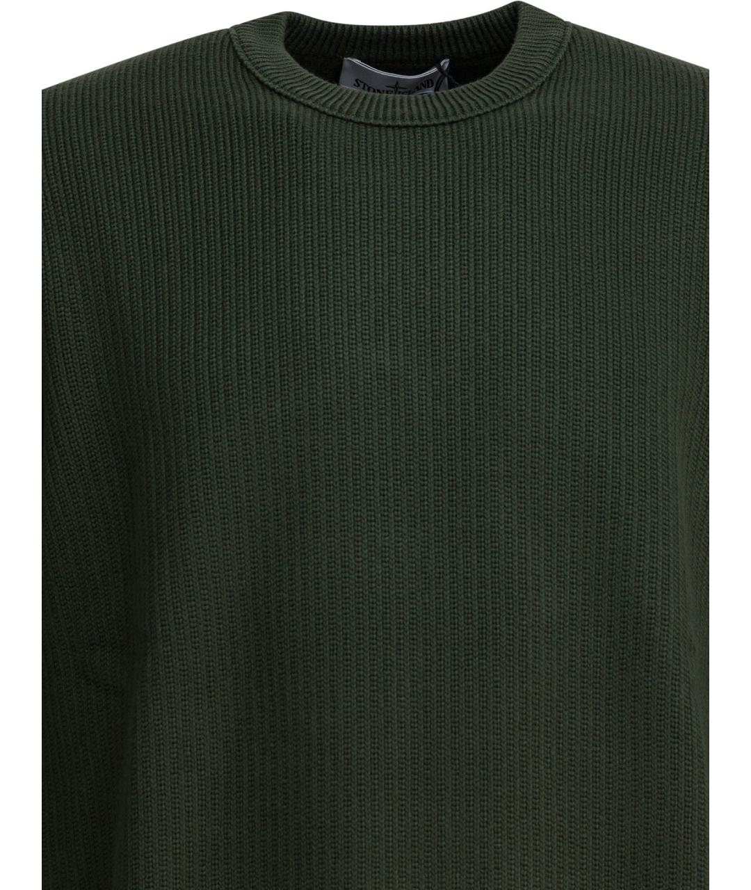 STONE ISLAND Зеленый хлопковый джемпер / свитер, фото 3