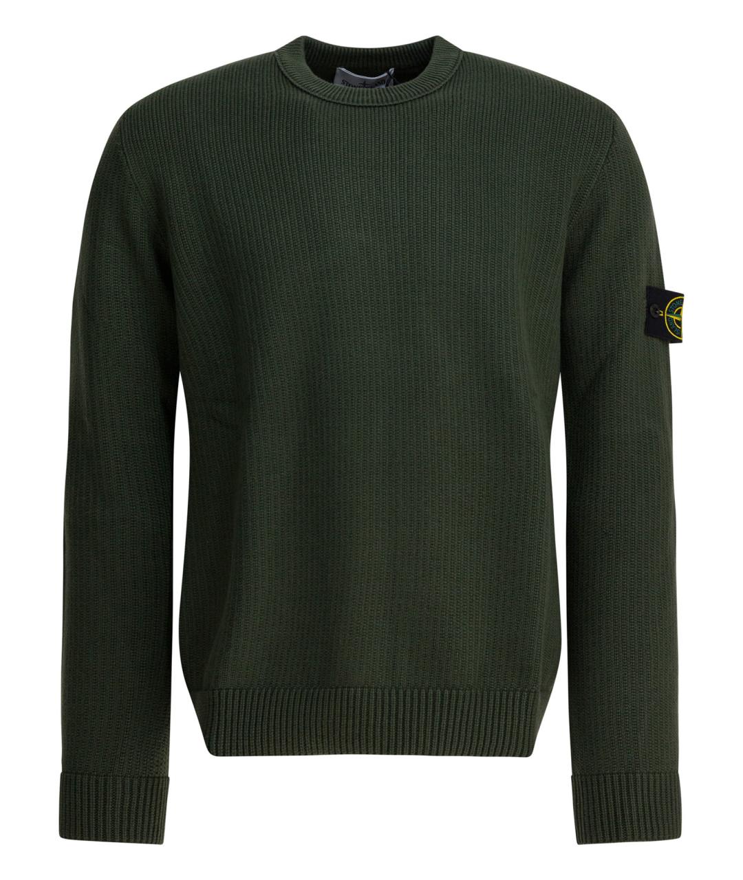 STONE ISLAND Зеленый хлопковый джемпер / свитер, фото 1