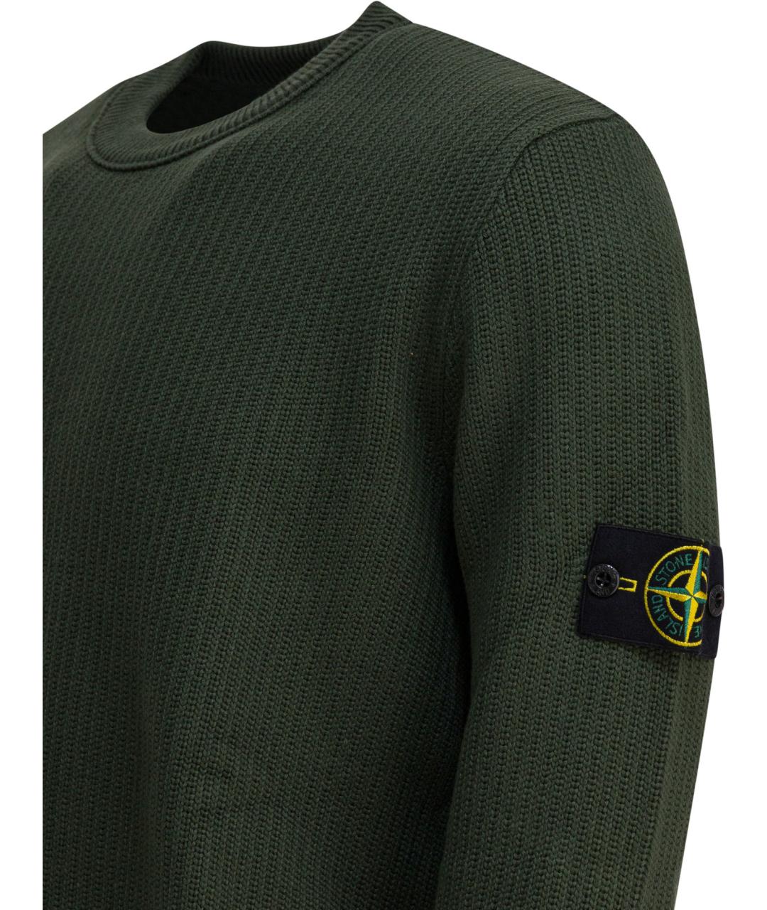 STONE ISLAND Зеленый хлопковый джемпер / свитер, фото 4