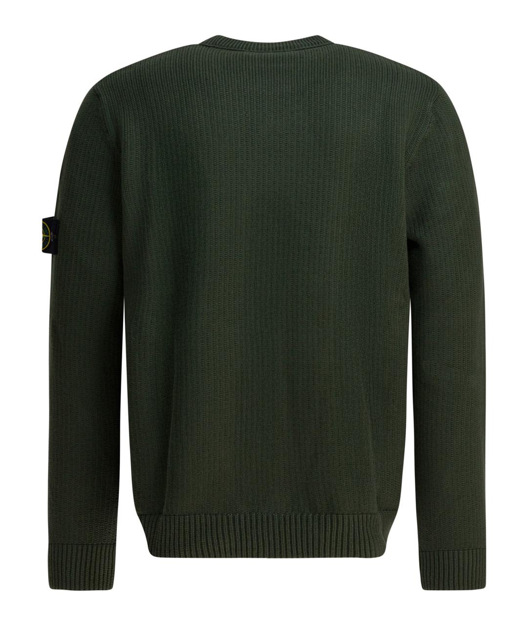 STONE ISLAND Зеленый хлопковый джемпер / свитер, фото 2