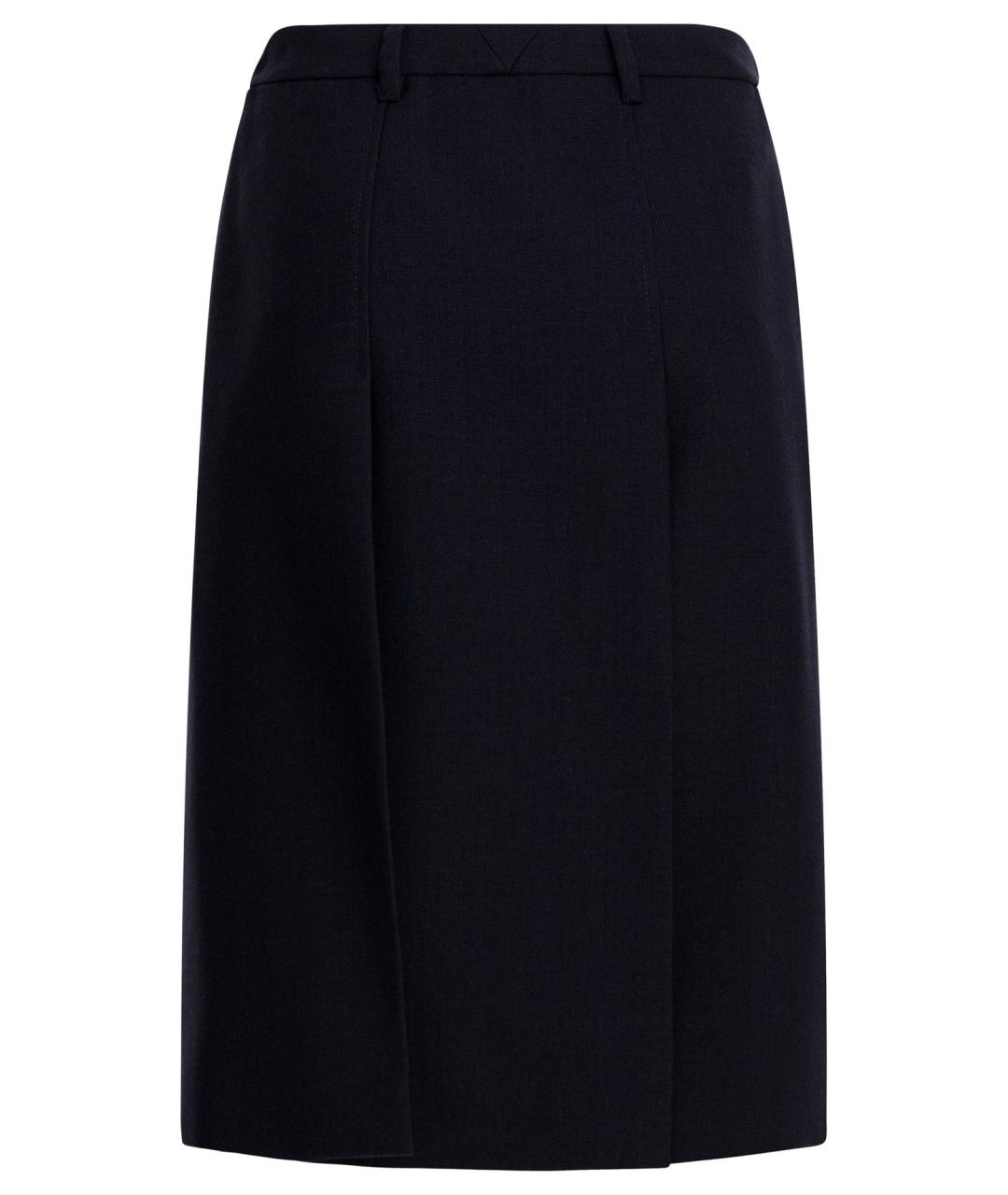 PRADA Темно-синяя шерстяная юбка миди, фото 2