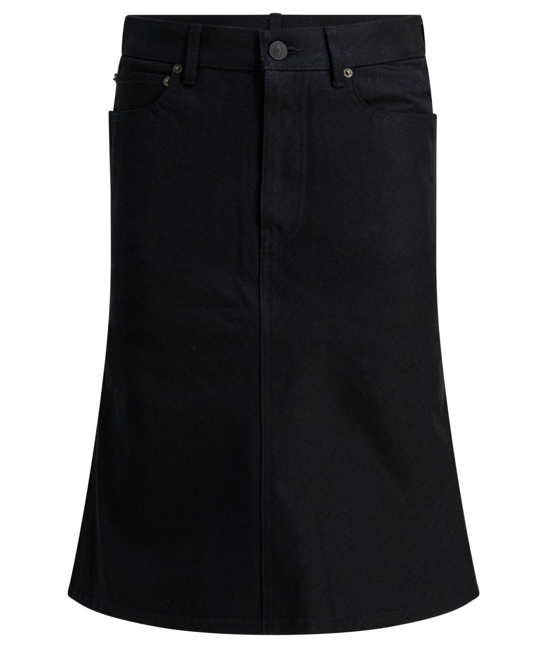 BALENCIAGA Черная хлопковая юбка миди, фото 1