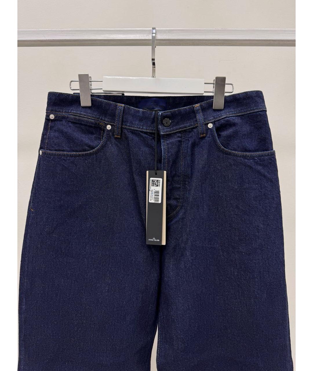 STONE ISLAND Темно-синие хлопковые прямые джинсы, фото 4