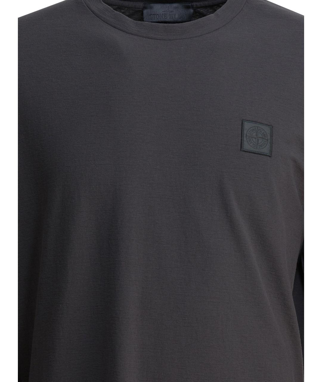 STONE ISLAND Серая хлопковая футболка, фото 3