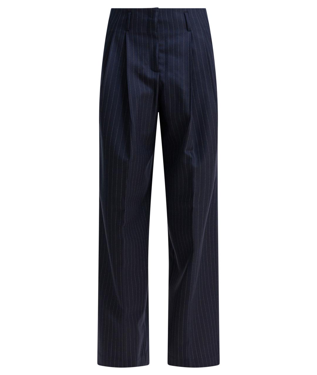 GOLDEN GOOSE DELUXE BRAND Синие шерстяные прямые брюки, фото 1