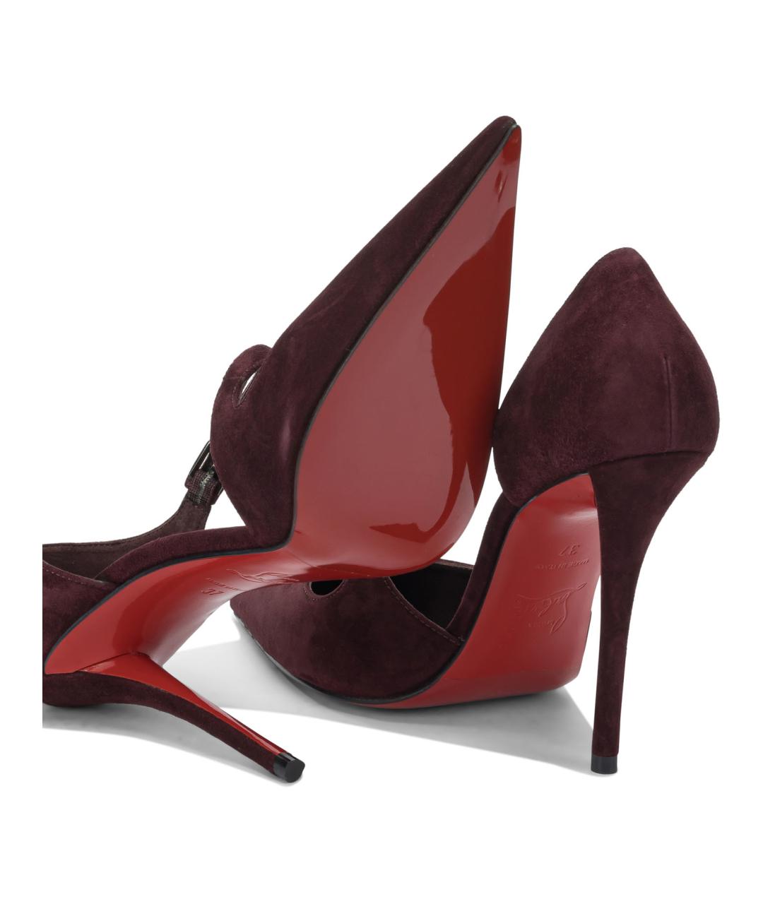 CHRISTIAN LOUBOUTIN Бордовые замшевые туфли, фото 5