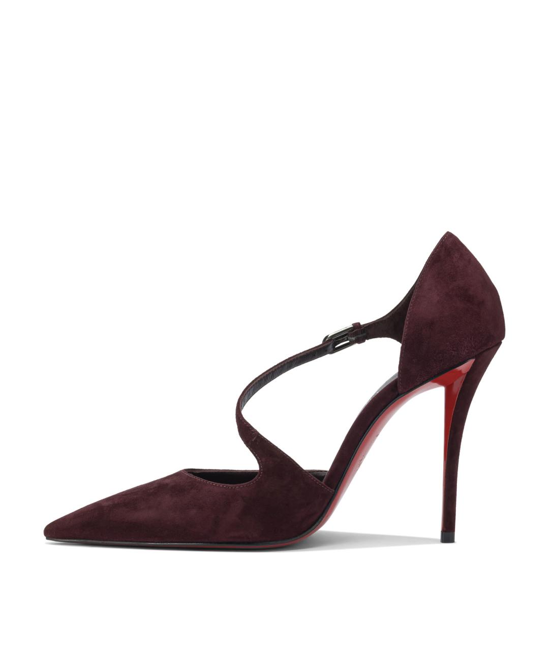 CHRISTIAN LOUBOUTIN Бордовые замшевые туфли, фото 3