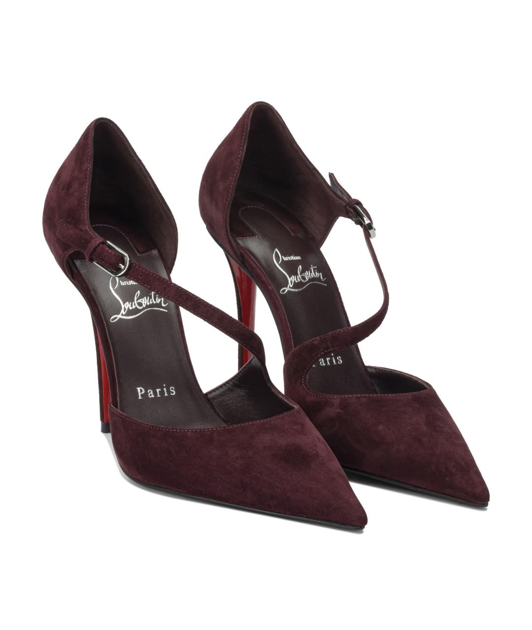 CHRISTIAN LOUBOUTIN Бордовые замшевые туфли, фото 2