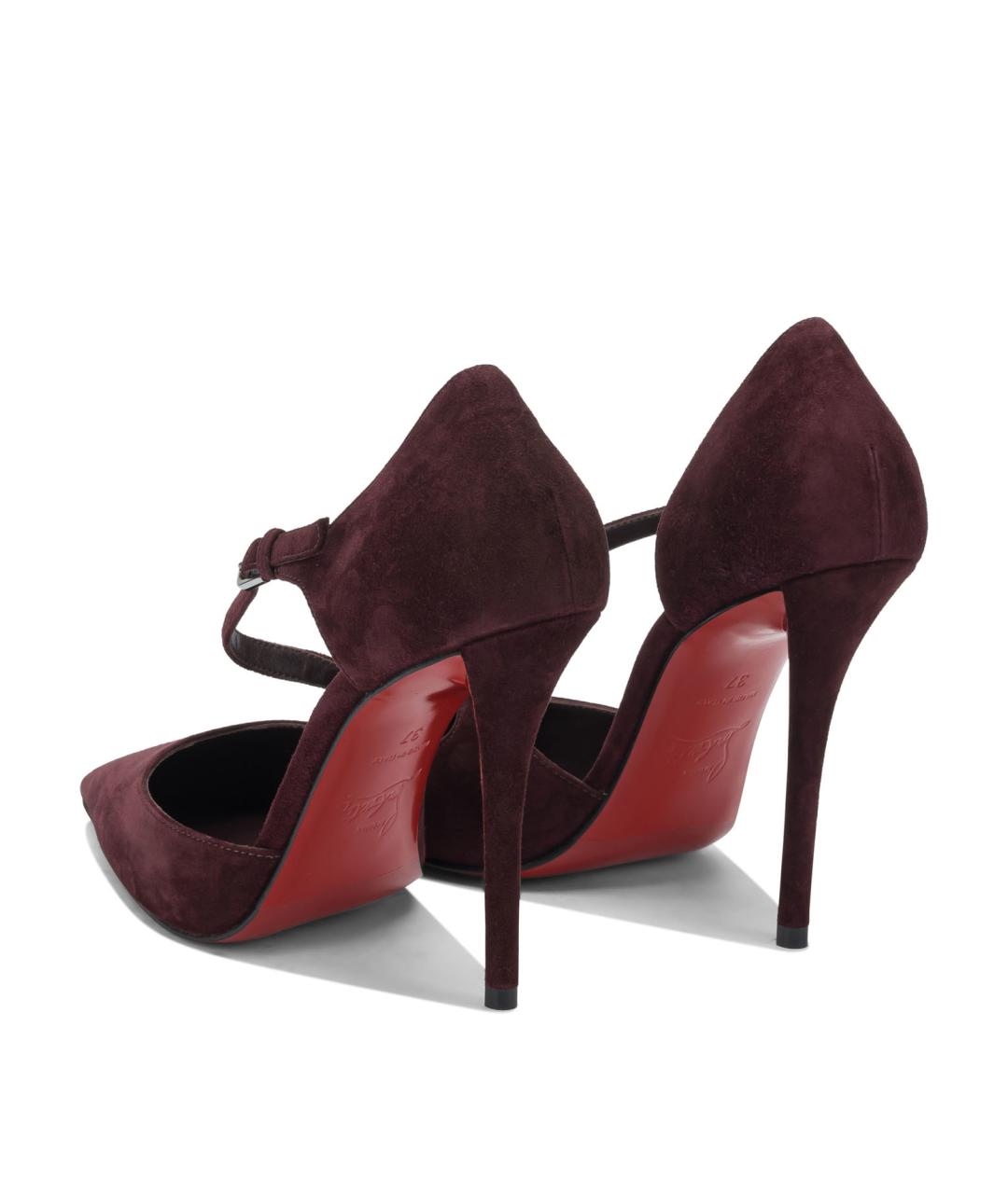 CHRISTIAN LOUBOUTIN Бордовые замшевые туфли, фото 4
