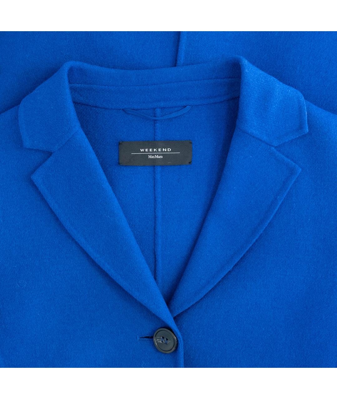 WEEKEND MAX MARA Синее шерстяное пальто, фото 3