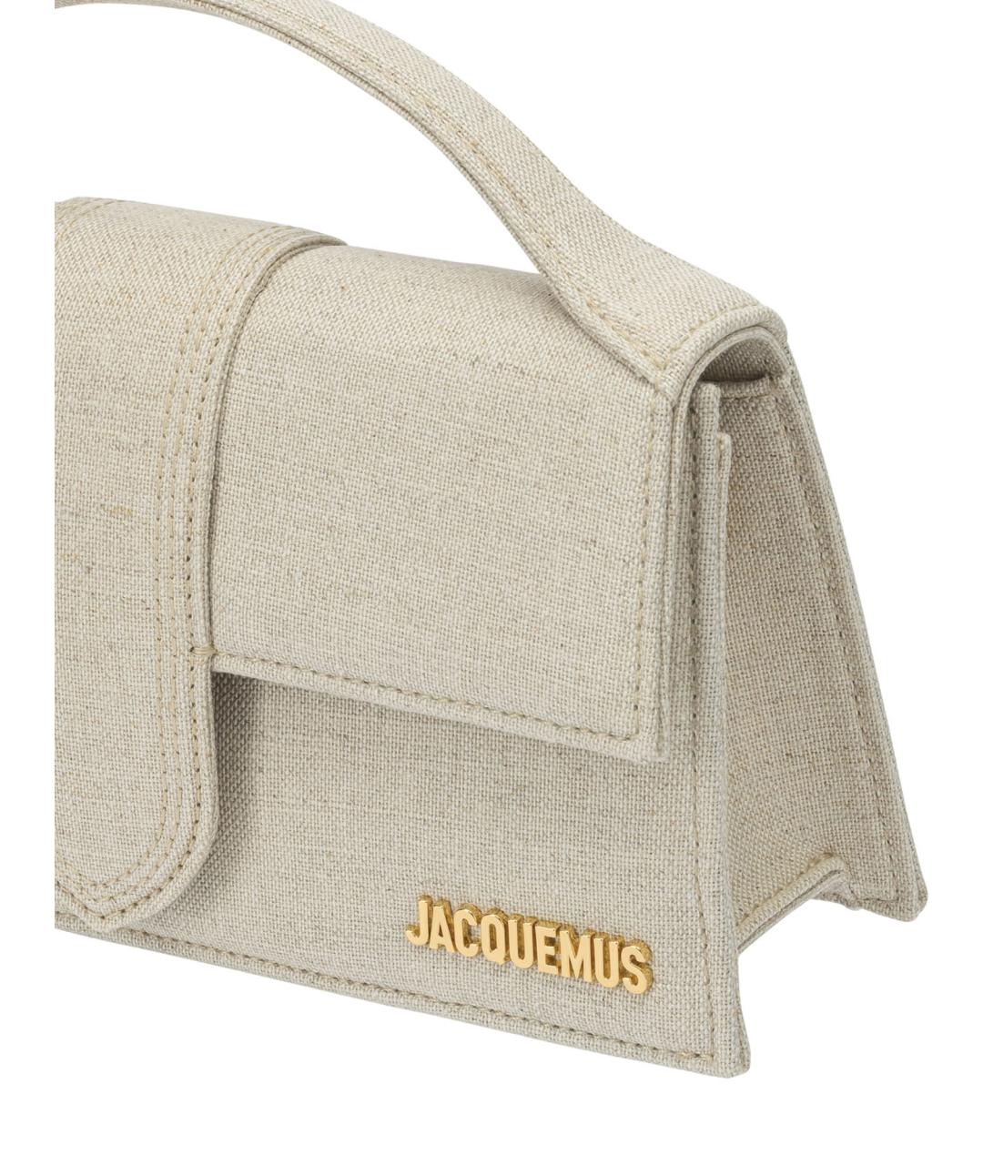 JACQUEMUS Бежевая льняная сумка через плечо, фото 4