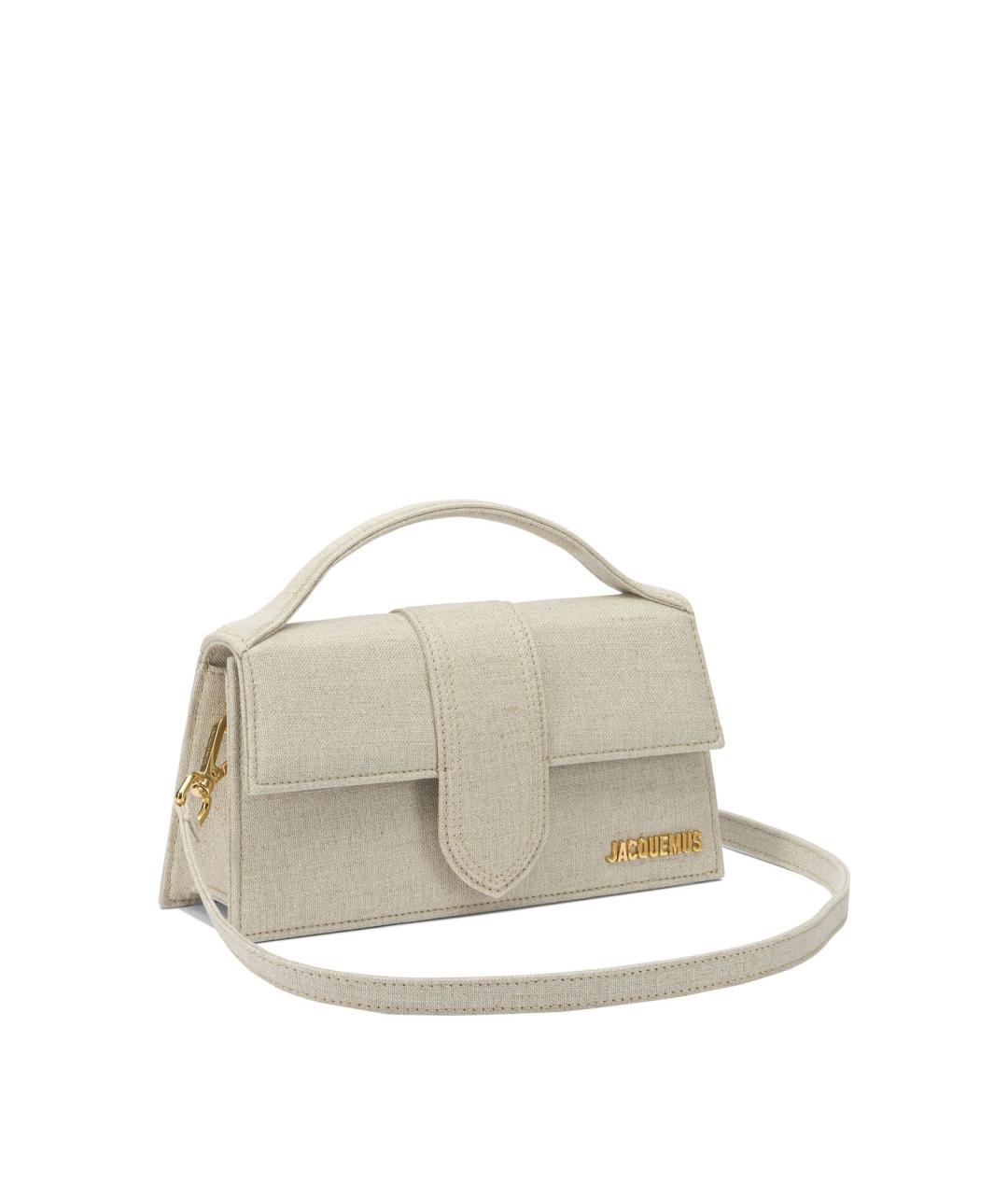 JACQUEMUS Бежевая льняная сумка через плечо, фото 2