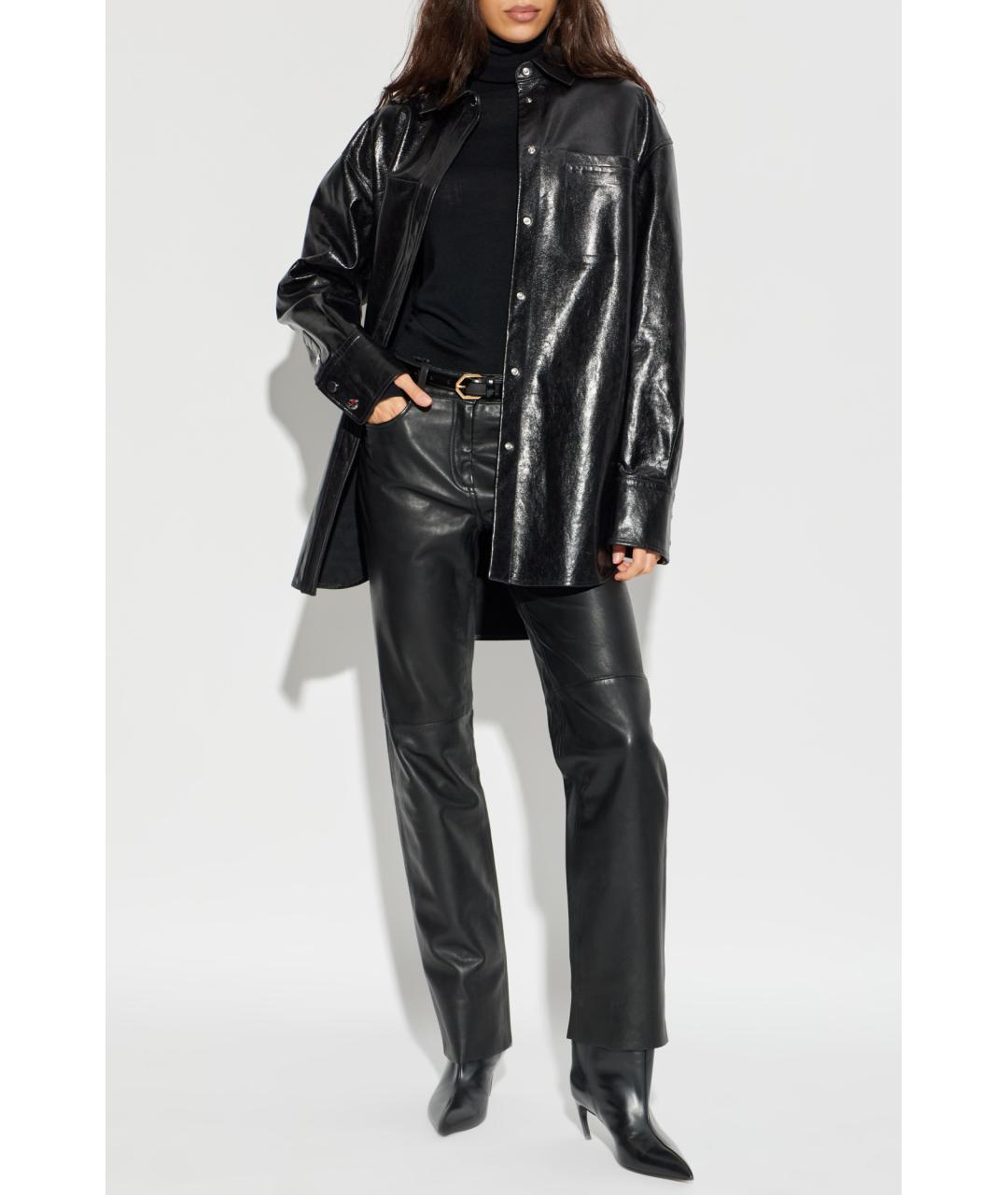 SPORTMAX Черная кожаная рубашка, фото 5