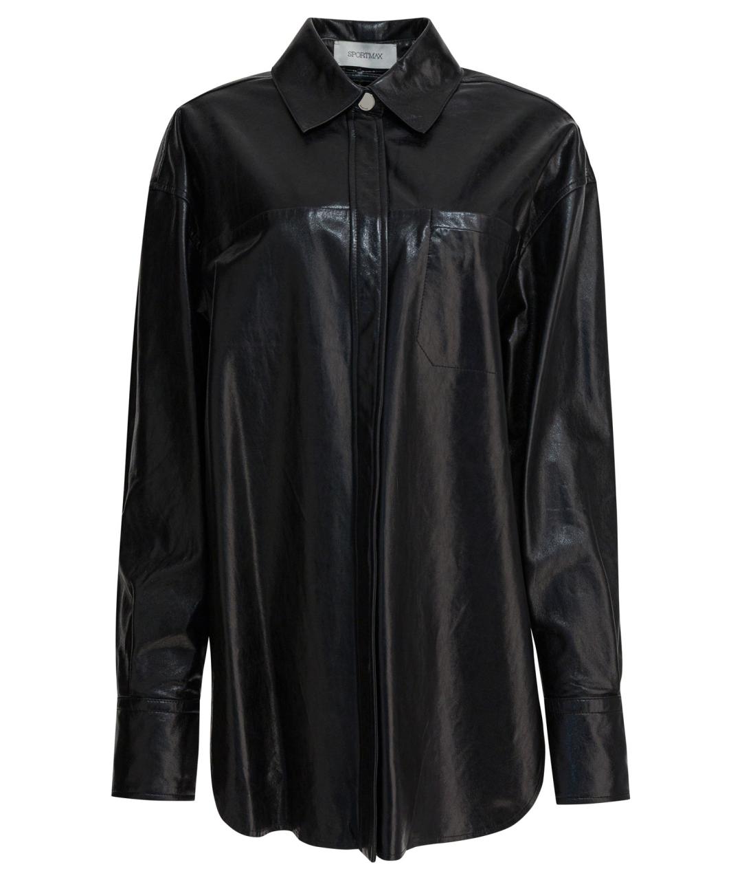 SPORTMAX Черная кожаная рубашка, фото 2