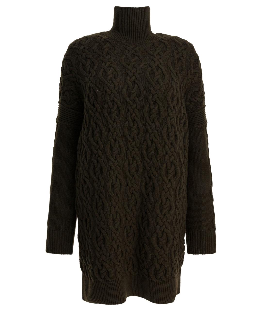 MAX MARA Зеленые шерстяное повседневное платье, фото 2