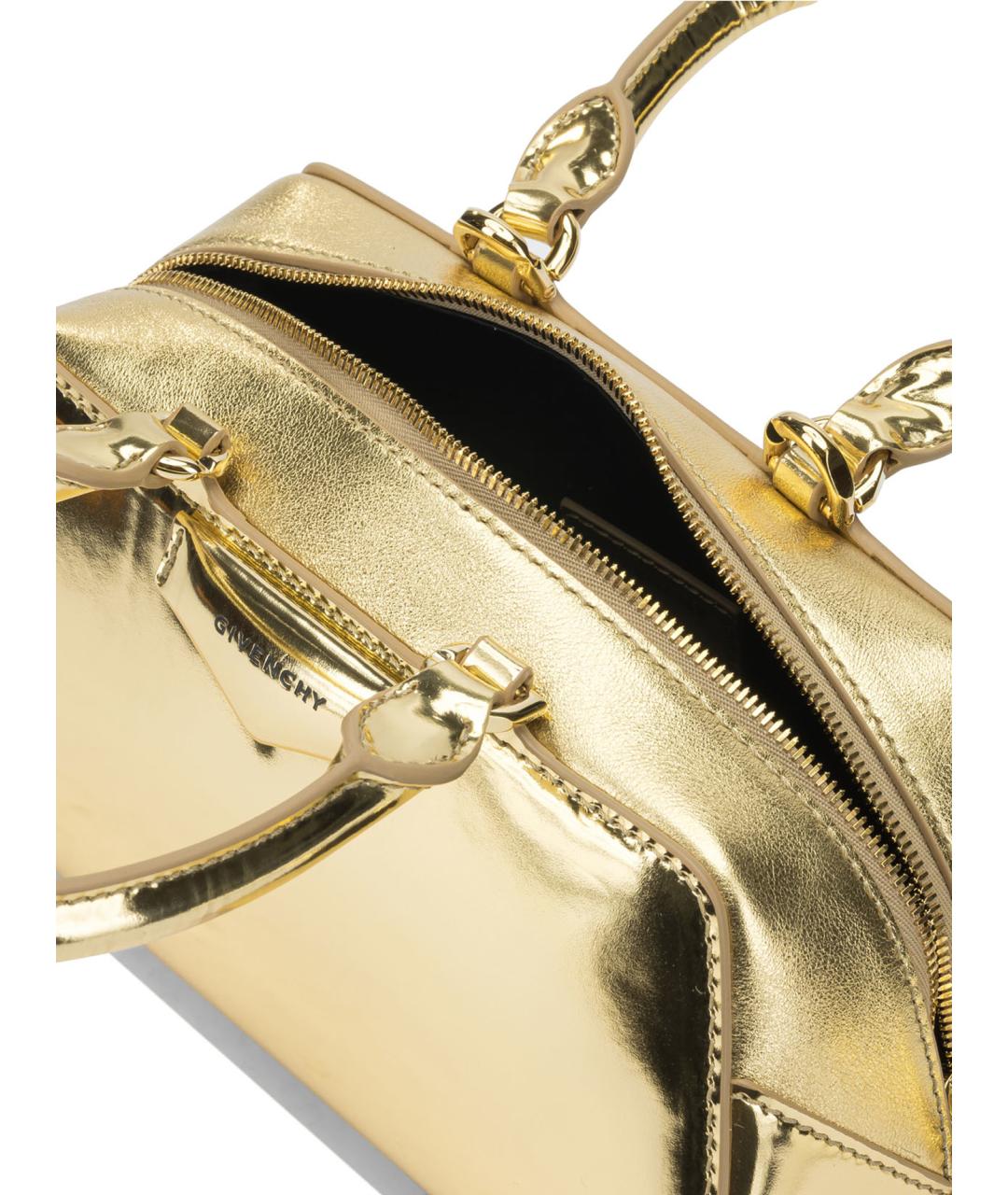 GIVENCHY Золотая кожаная сумка тоут, фото 5
