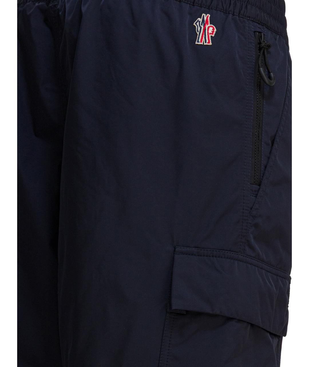 MONCLER GRENOBLE Темно-синие полиэстеровые повседневные брюки, фото 4