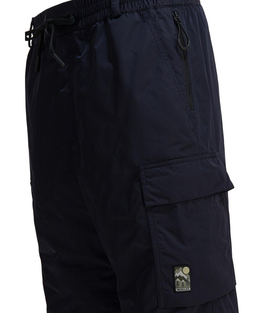 MONCLER GRENOBLE Темно-синие полиэстеровые повседневные брюки, фото 3