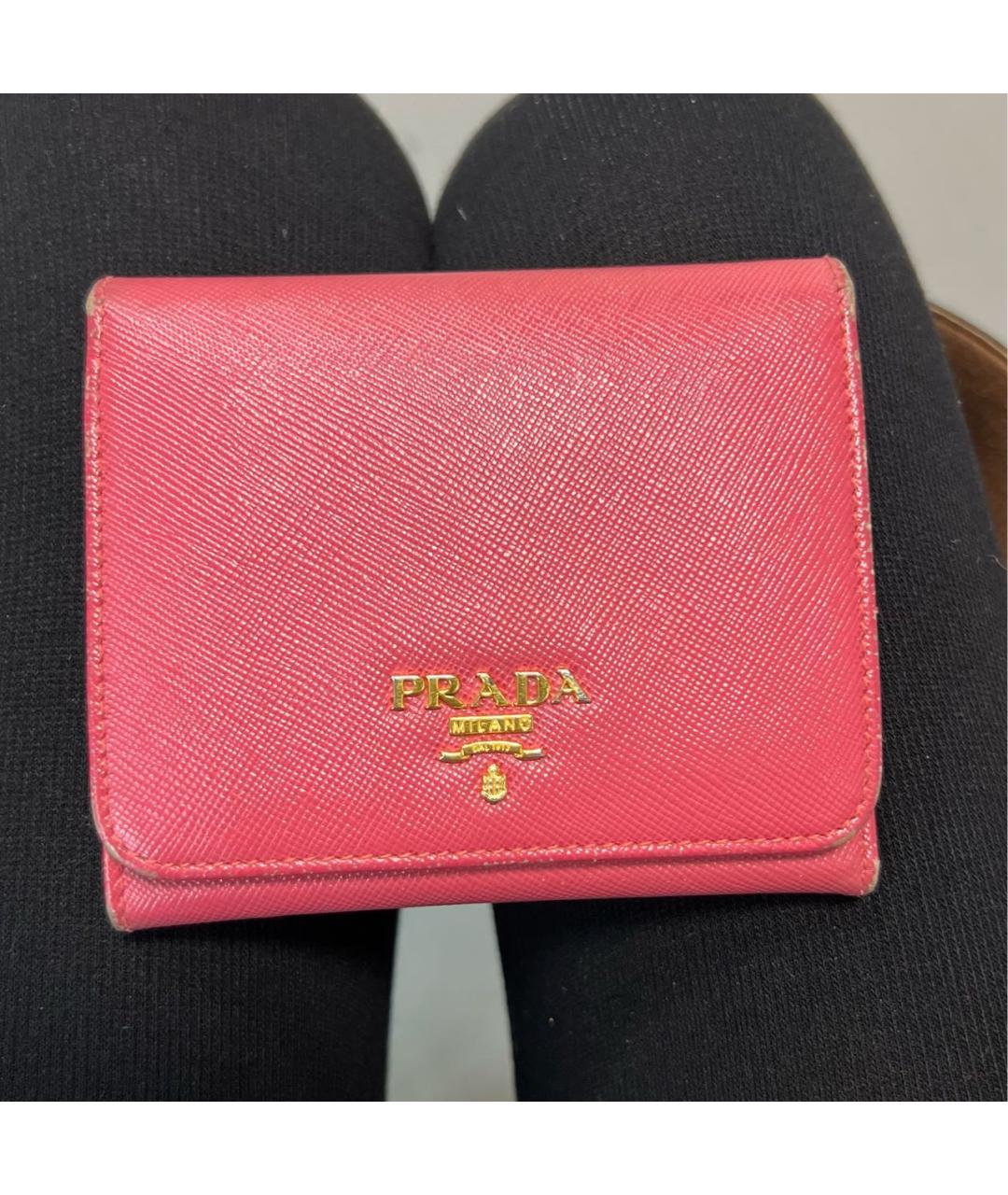 PRADA Коралловый кожаный кошелек, фото 6
