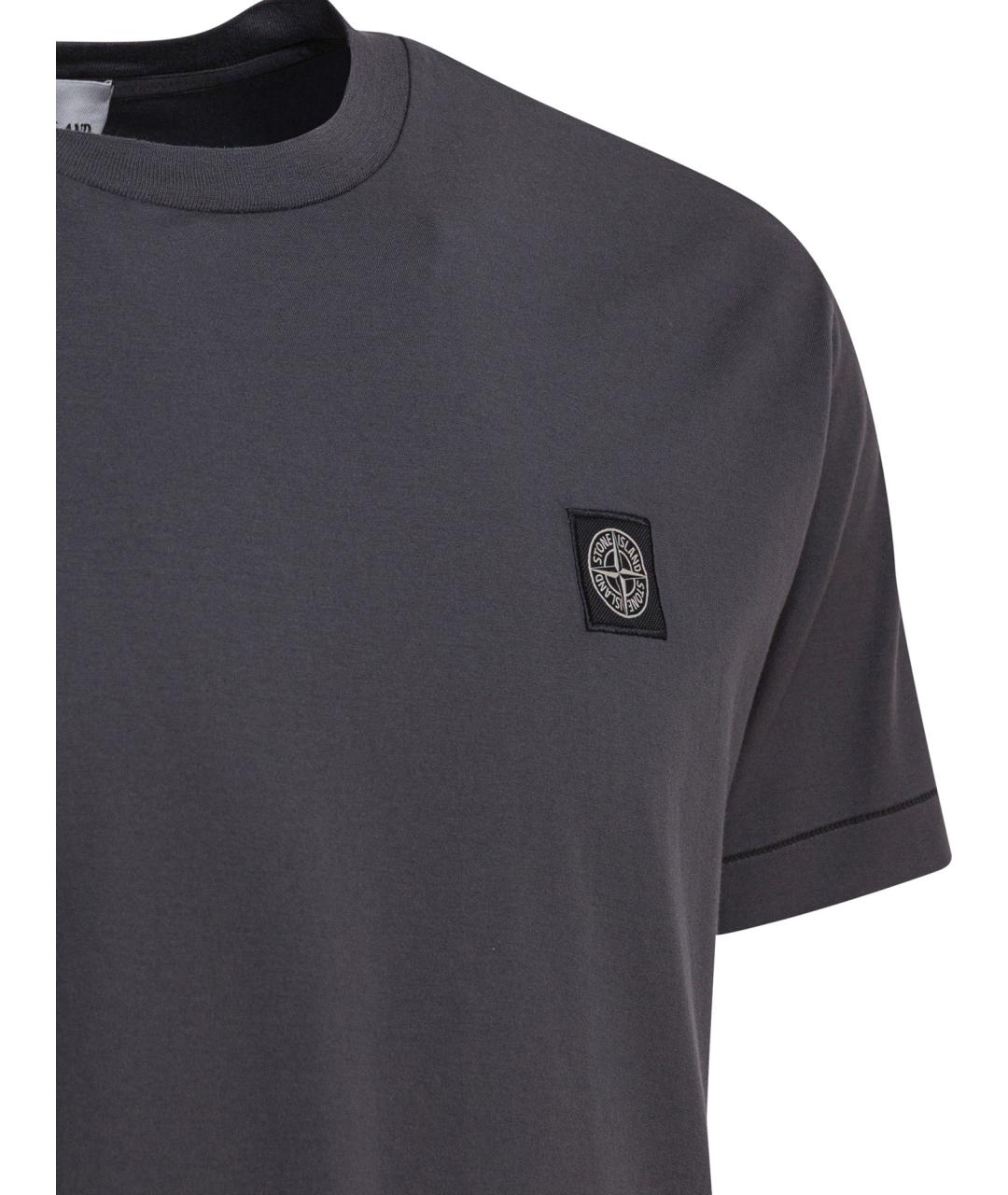 STONE ISLAND Серая хлопковая футболка, фото 4