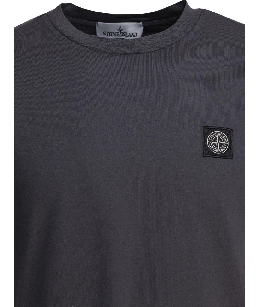 STONE ISLAND Серая хлопковая футболка, фото 3