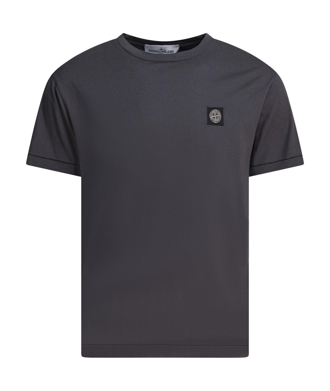 STONE ISLAND Серая хлопковая футболка, фото 1
