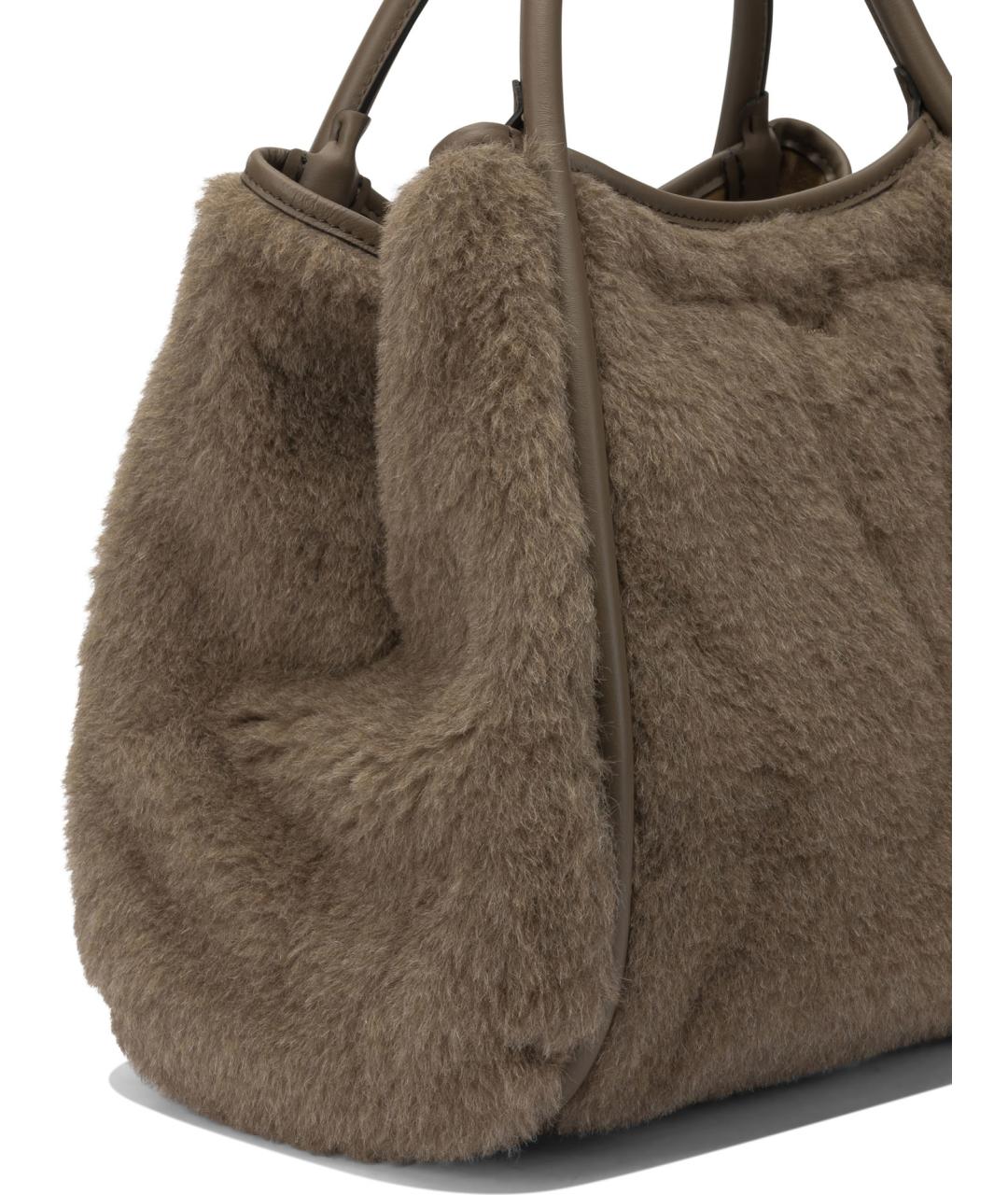 MAX MARA Коричневая шерстяная сумка с короткими ручками, фото 4