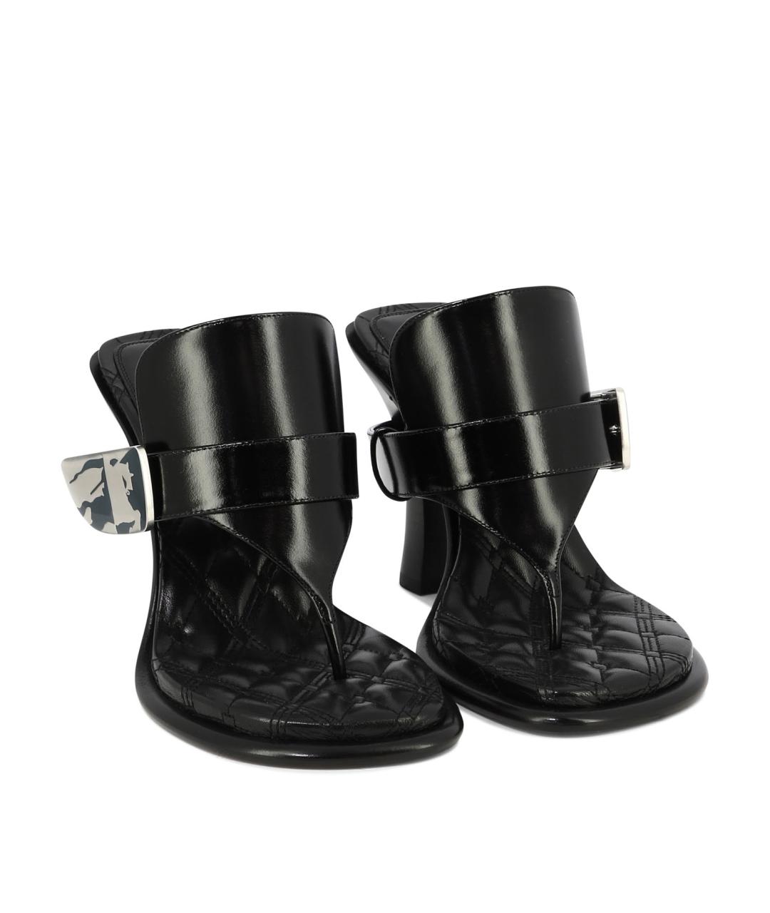 BURBERRY Черные кожаные мюли, фото 2