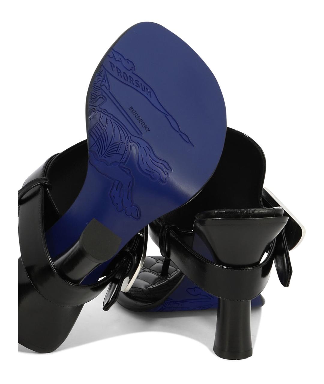 BURBERRY Черные кожаные мюли, фото 5