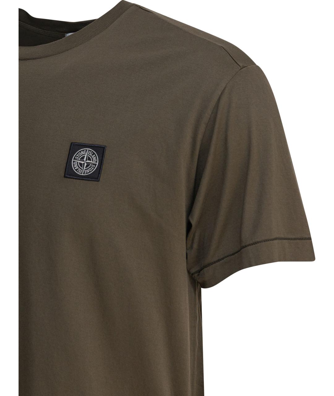 STONE ISLAND Зеленая хлопковая футболка, фото 4