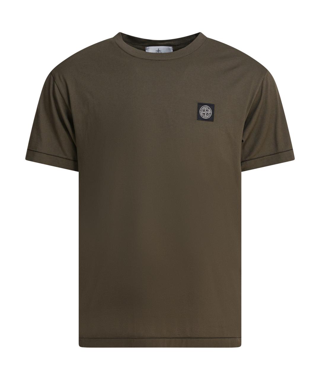 STONE ISLAND Зеленая хлопковая футболка, фото 1