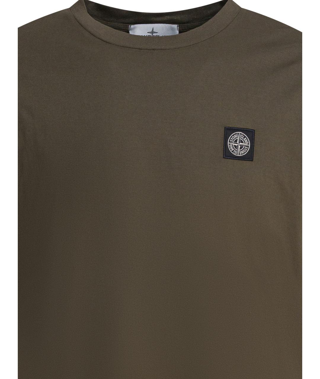 STONE ISLAND Зеленая хлопковая футболка, фото 3