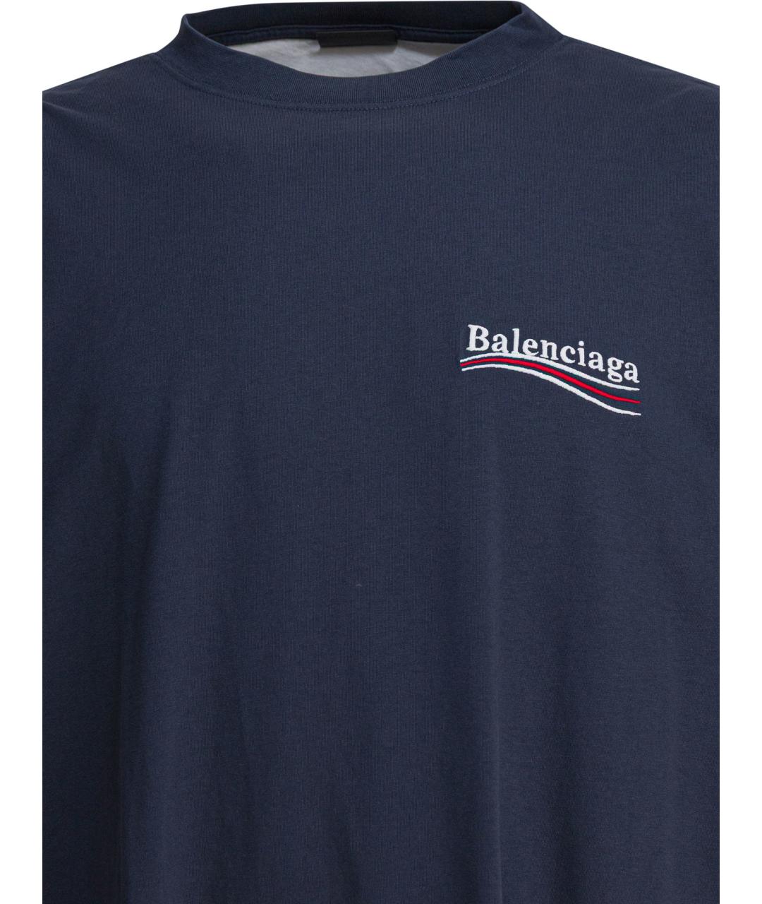 BALENCIAGA Синяя хлопковая футболка, фото 3