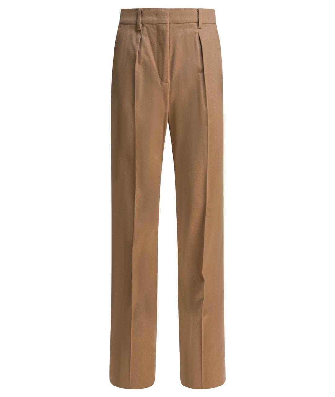 MAX MARA Бежевые шерстяные прямые брюки, фото 3
