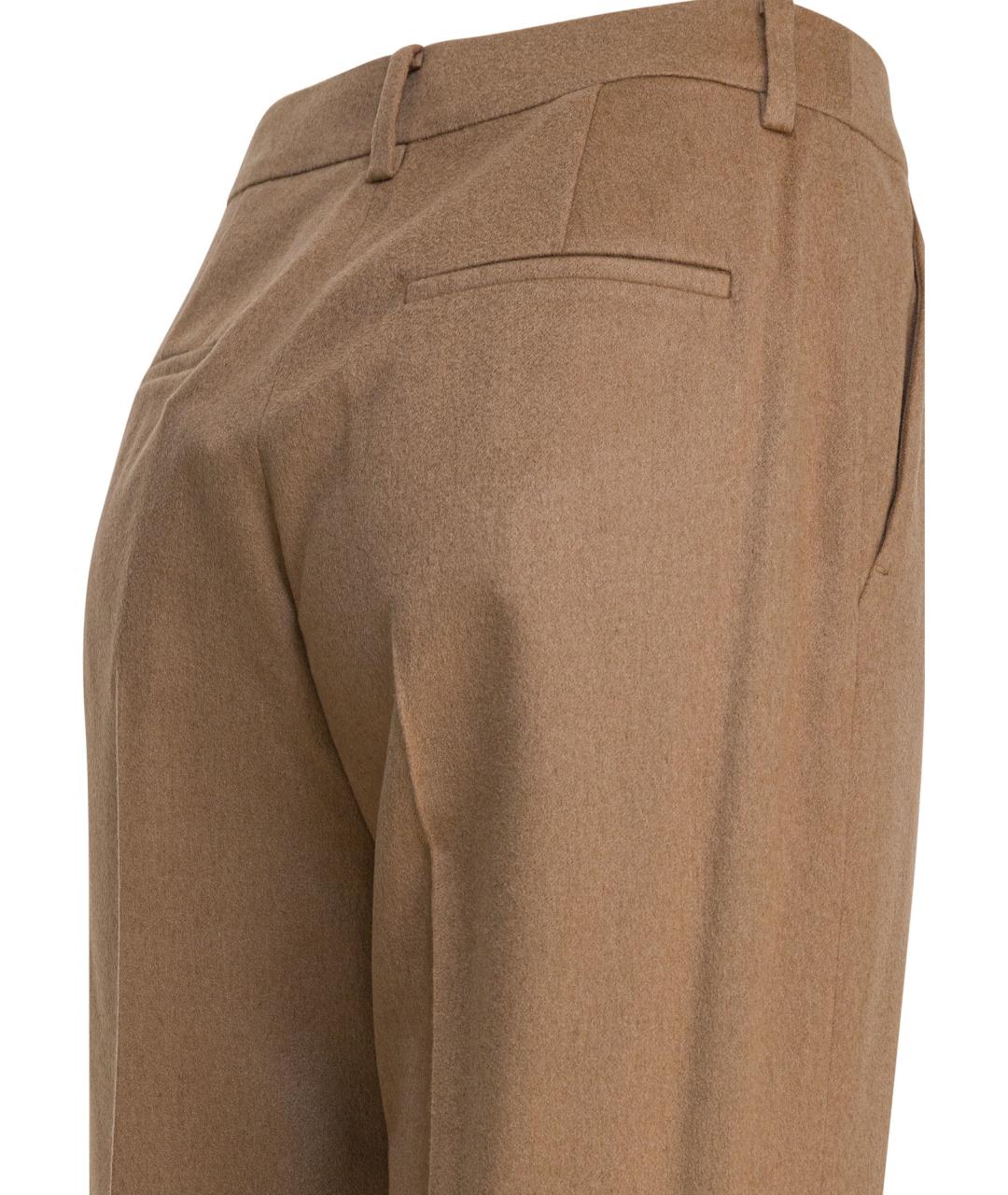 MAX MARA Бежевые шерстяные прямые брюки, фото 4