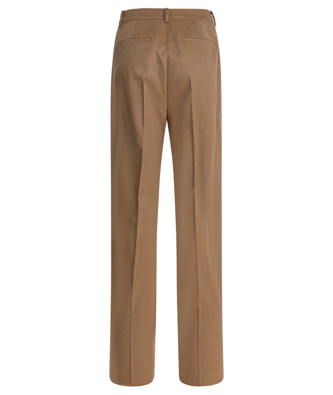 MAX MARA Бежевые шерстяные прямые брюки, фото 2