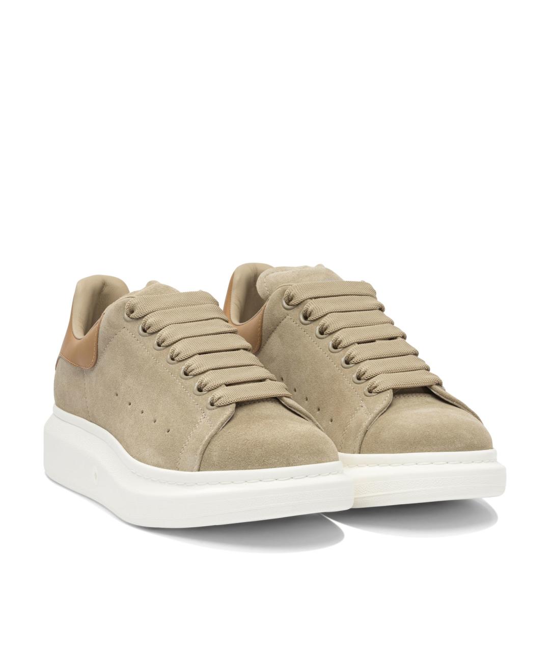 ALEXANDER MCQUEEN Бежевые замшевые низкие кроссовки / кеды, фото 2