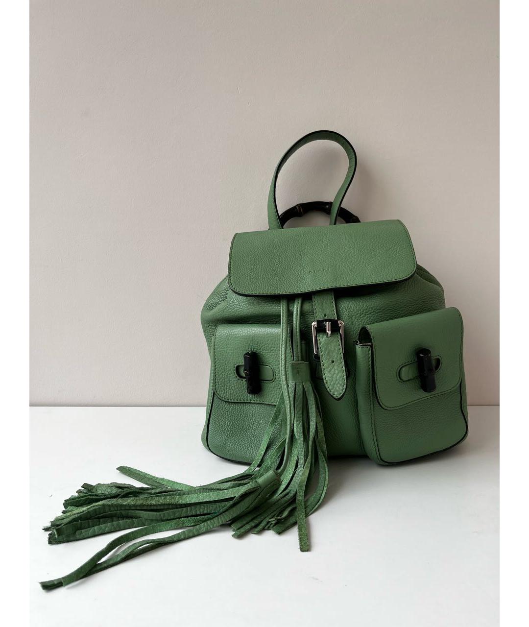 GUCCI Зеленый кожаный рюкзак, фото 9