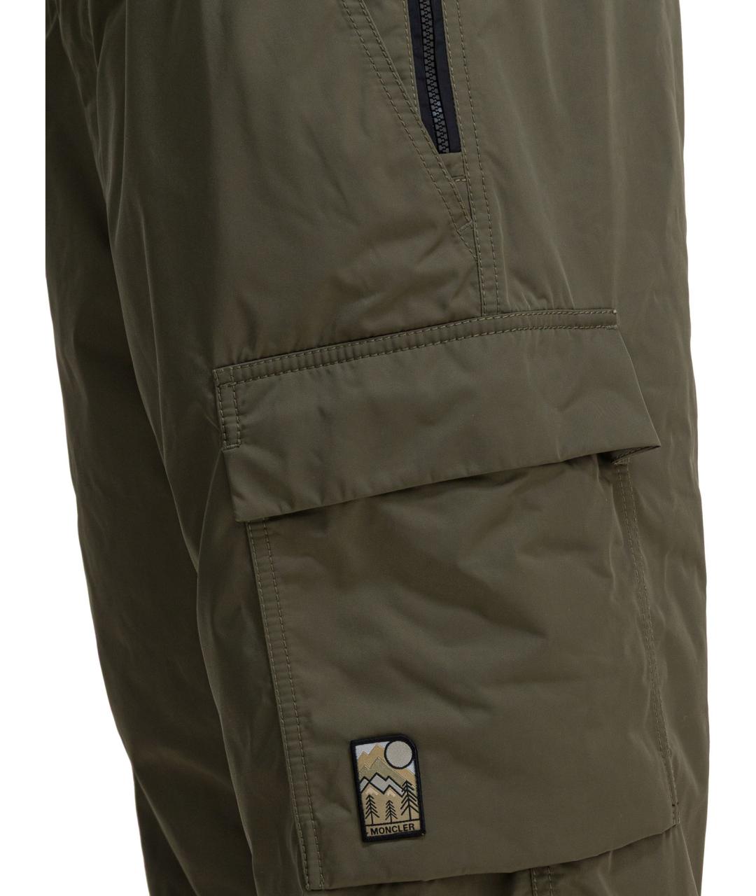 MONCLER GRENOBLE Зеленые полиэстеровые повседневные брюки, фото 4