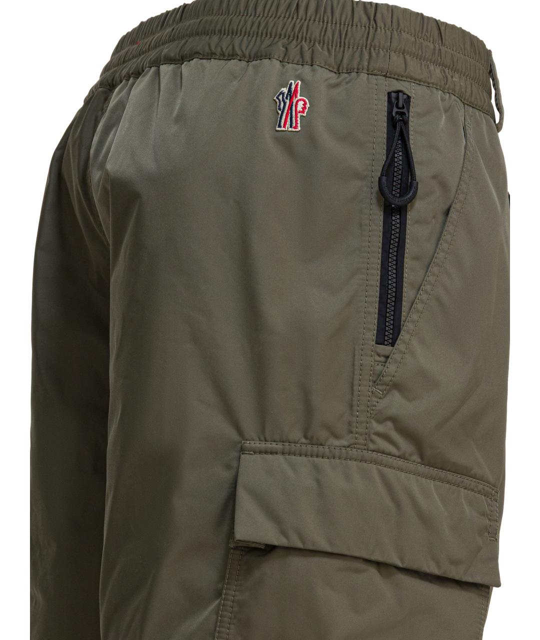 MONCLER GRENOBLE Зеленые полиэстеровые повседневные брюки, фото 3