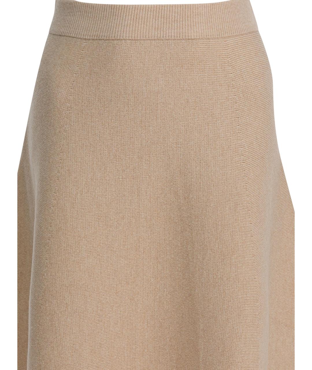 MAX MARA Бежевая шерстяная юбка миди, фото 3