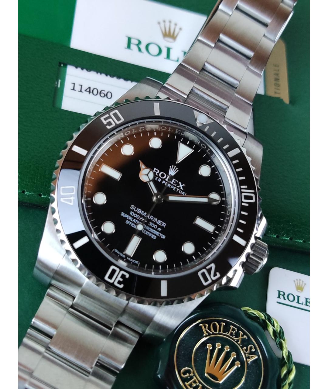 ROLEX Черные металлические часы, фото 5